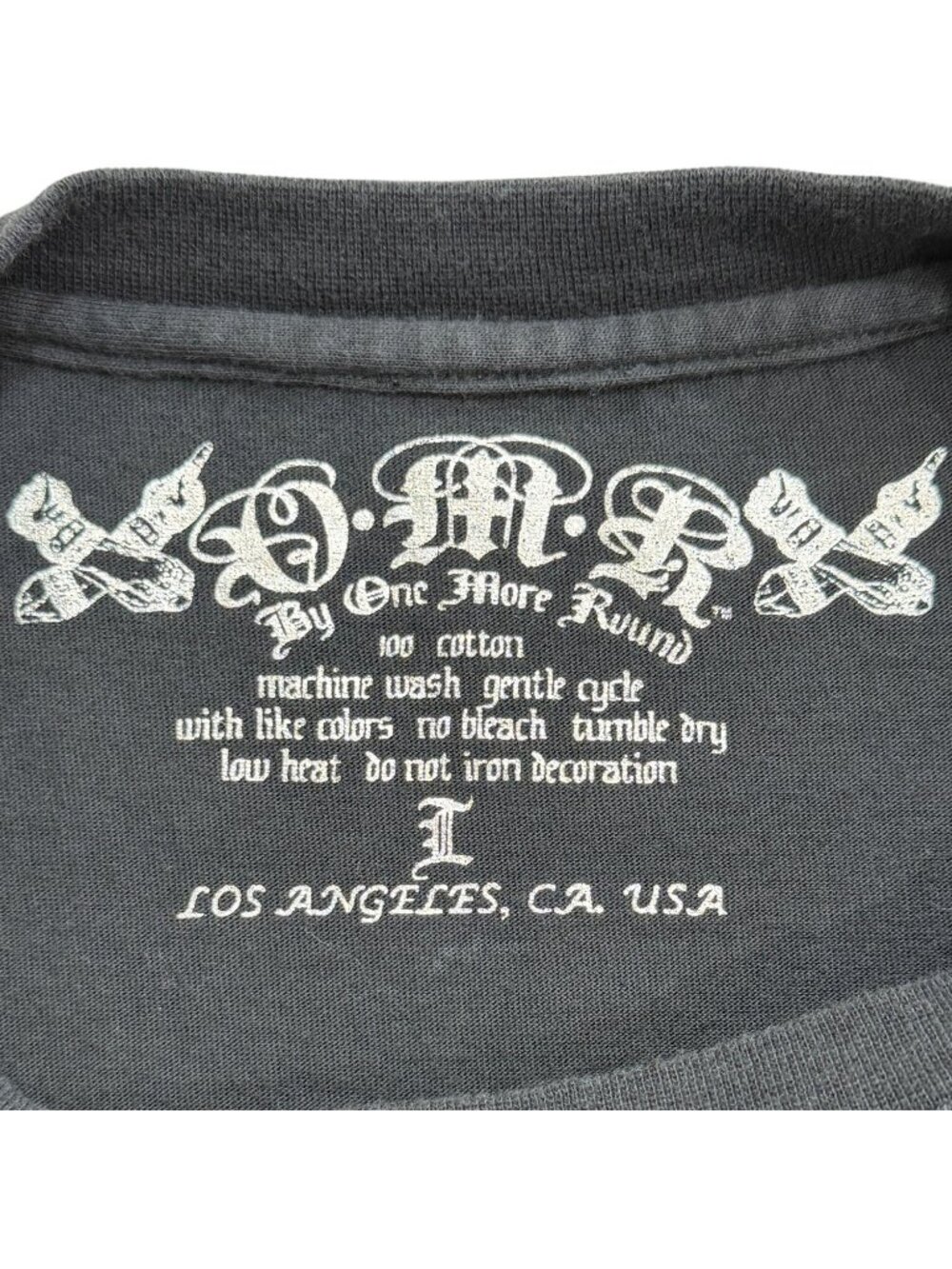 OMR Vtg Y2K "One More Round" T-Shirt MMA King Sword Cards Crown Black Grunge - Picture 3 of 5
